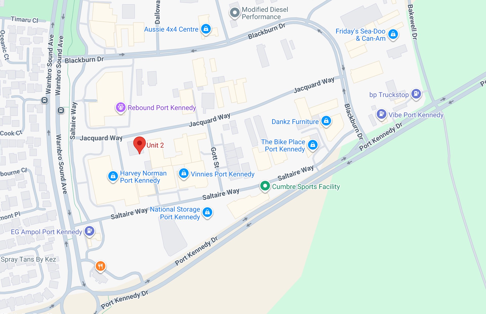 Map showing the Adventure SMS store at 2/12 Jacquard Way, Port Kennedy WA